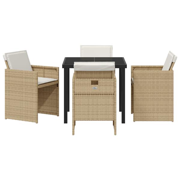 Grote foto vidaxl 5 delige tuinset met kussens poly rattan beige tuin en terras tuinmeubelen