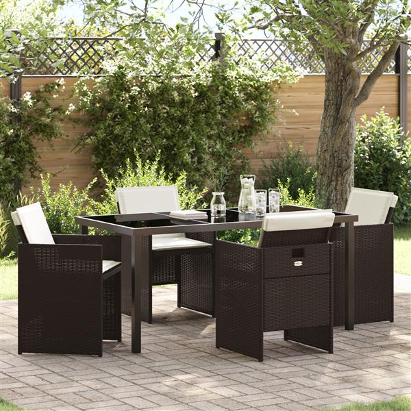 Grote foto vidaxl 5 delige tuinset met kussens poly rattan bruin tuin en terras tuinmeubelen