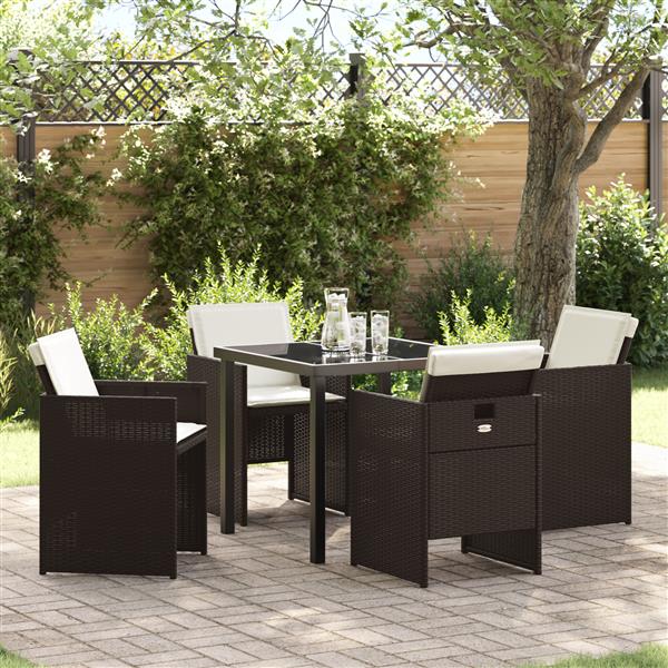 Grote foto vidaxl 5 delige tuinset met kussens poly rattan bruin tuin en terras tuinmeubelen