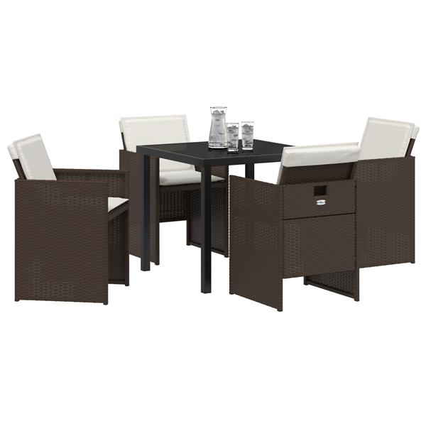 Grote foto vidaxl 5 delige tuinset met kussens poly rattan bruin tuin en terras tuinmeubelen