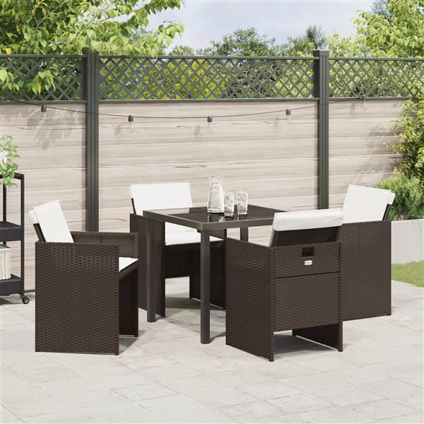 Grote foto vidaxl 5 delige tuinset met kussens poly rattan bruin tuin en terras tuinmeubelen