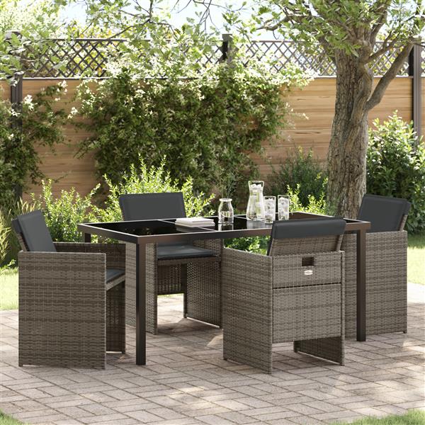Grote foto vidaxl 5 delige tuinset met kussens poly rattan grijs tuin en terras tuinmeubelen