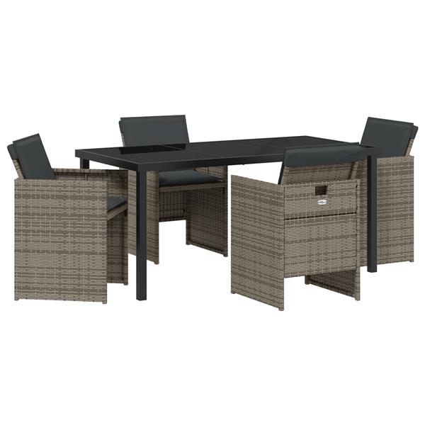 Grote foto vidaxl 5 delige tuinset met kussens poly rattan grijs tuin en terras tuinmeubelen