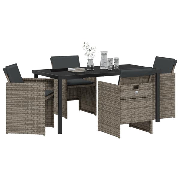 Grote foto vidaxl 5 delige tuinset met kussens poly rattan grijs tuin en terras tuinmeubelen