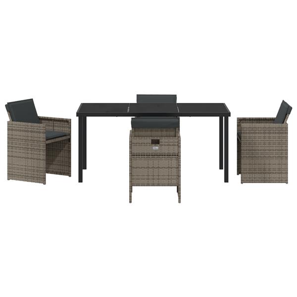 Grote foto vidaxl 5 delige tuinset met kussens poly rattan grijs tuin en terras tuinmeubelen