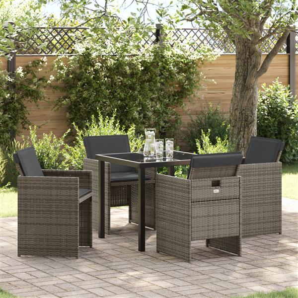 Grote foto vidaxl 5 delige tuinset met kussens poly rattan grijs tuin en terras tuinmeubelen