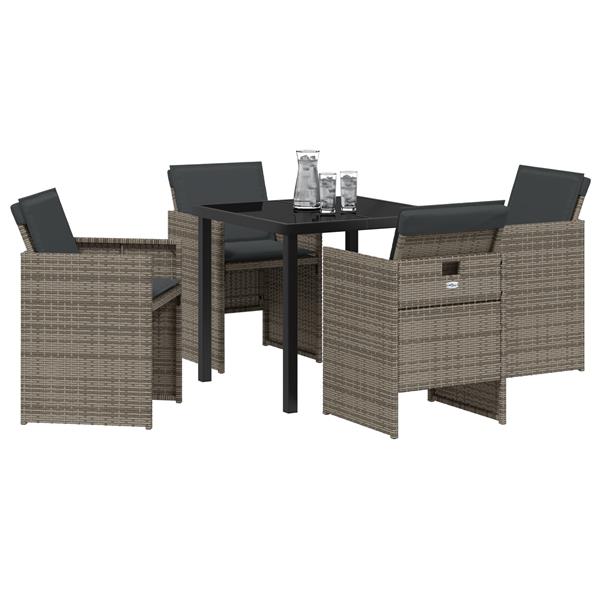 Grote foto vidaxl 5 delige tuinset met kussens poly rattan grijs tuin en terras tuinmeubelen