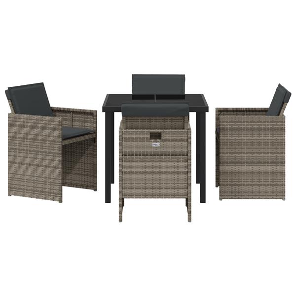 Grote foto vidaxl 5 delige tuinset met kussens poly rattan grijs tuin en terras tuinmeubelen