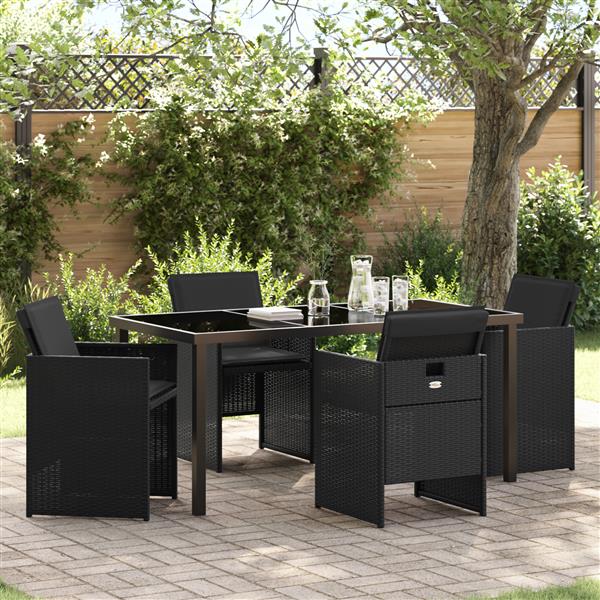 Grote foto vidaxl 5 delige tuinset met kussens poly rattan zwart tuin en terras tuinmeubelen