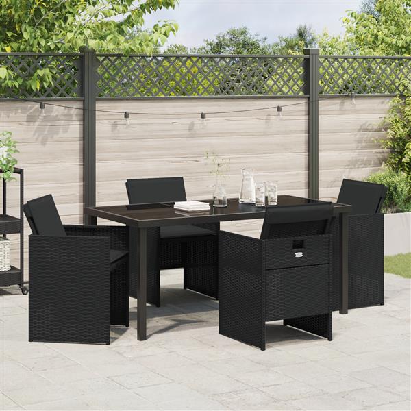 Grote foto vidaxl 5 delige tuinset met kussens poly rattan zwart tuin en terras tuinmeubelen