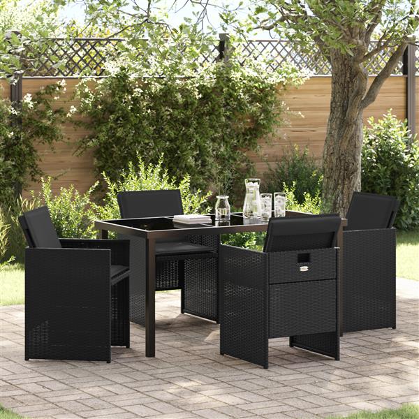 Grote foto vidaxl 5 delige tuinset met kussens poly rattan zwart tuin en terras tuinmeubelen
