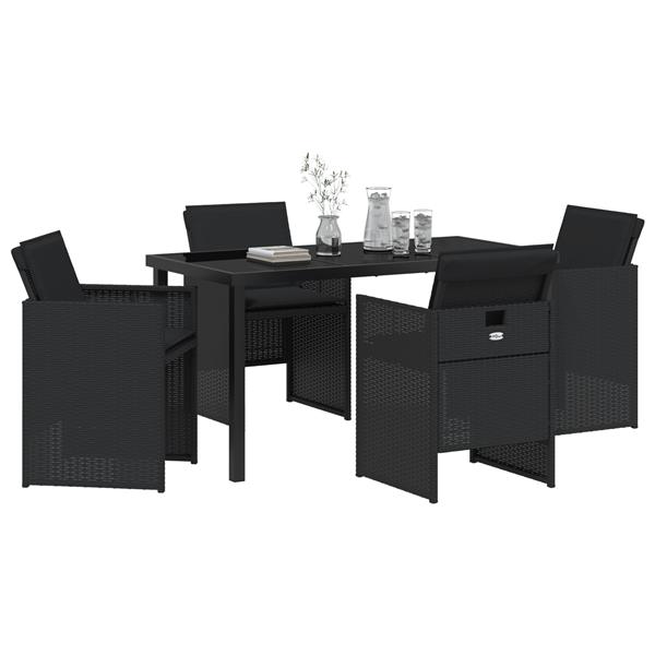 Grote foto vidaxl 5 delige tuinset met kussens poly rattan zwart tuin en terras tuinmeubelen