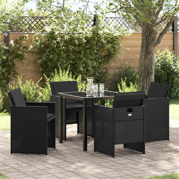 Grote foto vidaxl 5 delige tuinset met kussens poly rattan zwart tuin en terras tuinmeubelen