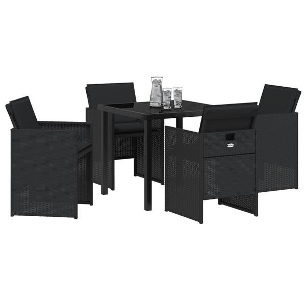 Grote foto vidaxl 5 delige tuinset met kussens poly rattan zwart tuin en terras tuinmeubelen