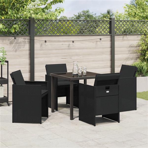 Grote foto vidaxl 5 delige tuinset met kussens poly rattan zwart tuin en terras tuinmeubelen