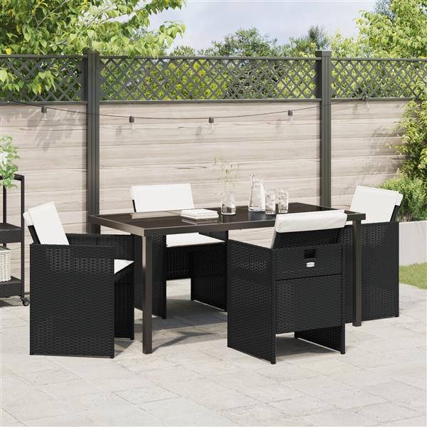 Grote foto vidaxl 5 delige tuinset met kussens poly rattan zwart tuin en terras tuinmeubelen