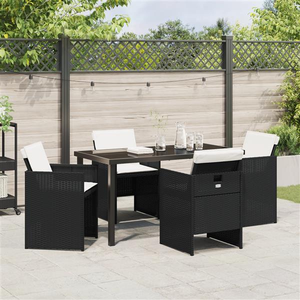 Grote foto vidaxl 5 delige tuinset met kussens poly rattan zwart tuin en terras tuinmeubelen