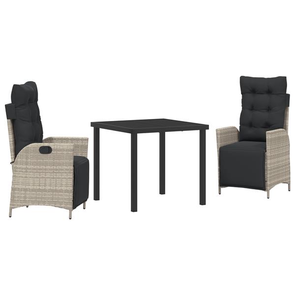 Grote foto vidaxl 3 delige tuinset lichtgrijs poly rattan tuin en terras tuinmeubelen