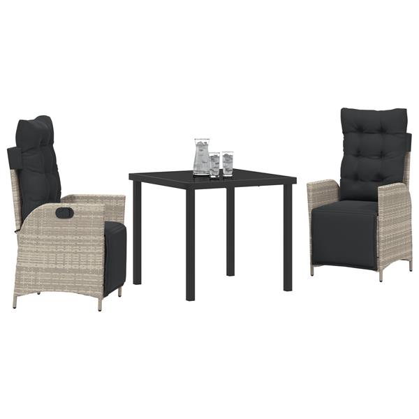 Grote foto vidaxl 3 delige tuinset lichtgrijs poly rattan tuin en terras tuinmeubelen