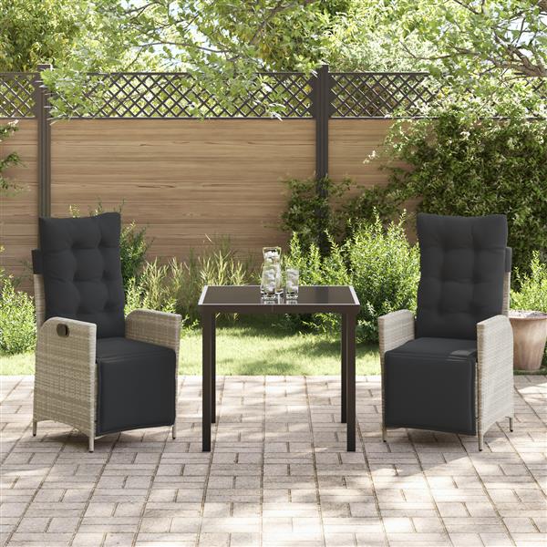Grote foto vidaxl 3 delige tuinset lichtgrijs poly rattan tuin en terras tuinmeubelen