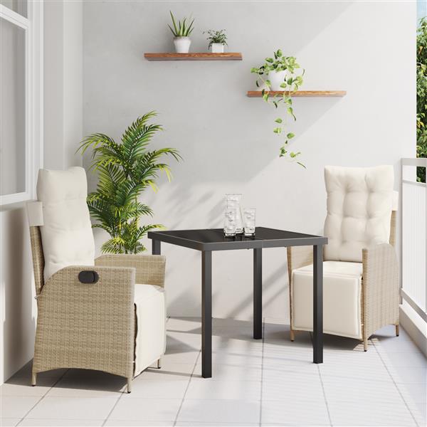 Grote foto vidaxl 3 delige tuinset beige poly rattan tuin en terras tuinmeubelen