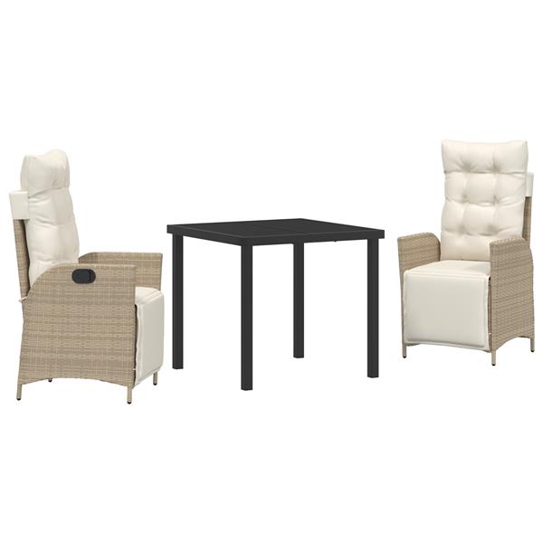 Grote foto vidaxl 3 delige tuinset beige poly rattan tuin en terras tuinmeubelen