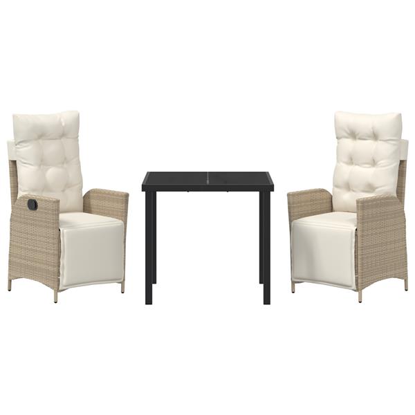 Grote foto vidaxl 3 delige tuinset beige poly rattan tuin en terras tuinmeubelen