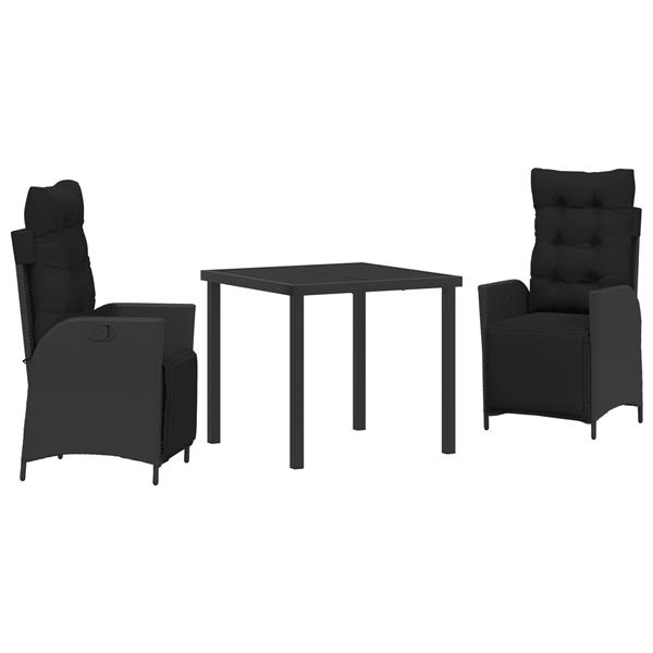 Grote foto vidaxl 3 delige tuin eetset zwart poly rattan tuin en terras tuinmeubelen
