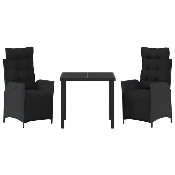 Grote foto vidaxl 3 delige tuin eetset zwart poly rattan tuin en terras tuinmeubelen