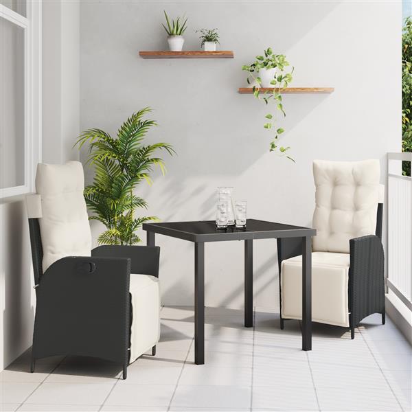 Grote foto vidaxl 3 delig tuin eetset zwart poly rattan tuin en terras tuinmeubelen