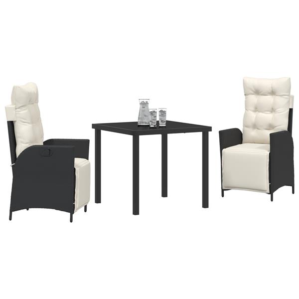 Grote foto vidaxl 3 delig tuin eetset zwart poly rattan tuin en terras tuinmeubelen