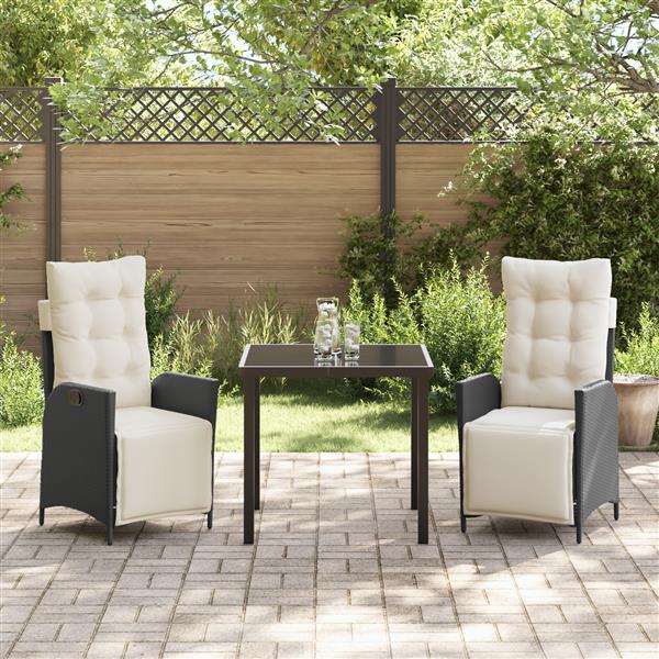 Grote foto vidaxl 3 delig tuin eetset zwart poly rattan tuin en terras tuinmeubelen