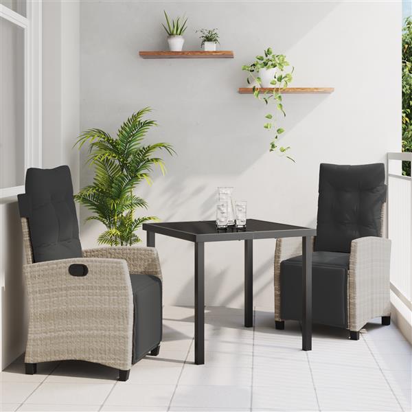 Grote foto vidaxl 3 delige tuin eetset lichtgrijs poly rattan tuin en terras tuinmeubelen
