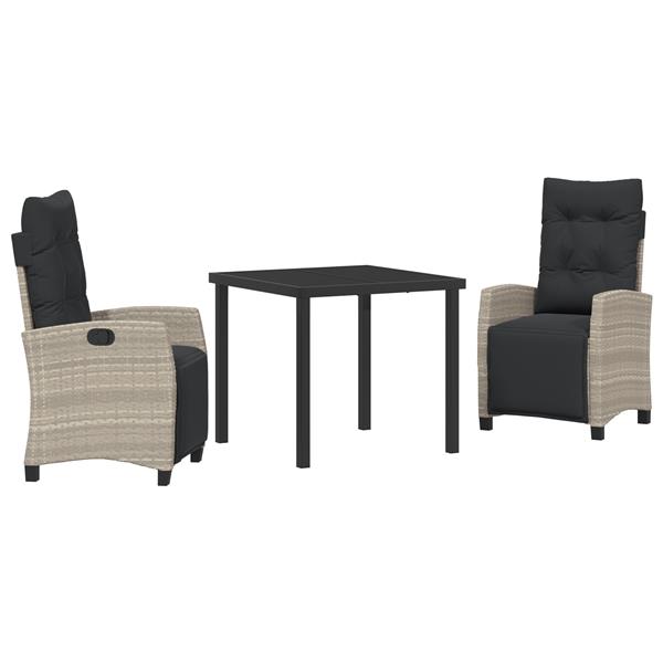 Grote foto vidaxl 3 delige tuin eetset lichtgrijs poly rattan tuin en terras tuinmeubelen