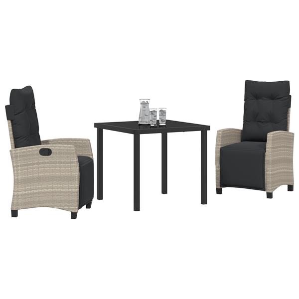 Grote foto vidaxl 3 delige tuin eetset lichtgrijs poly rattan tuin en terras tuinmeubelen