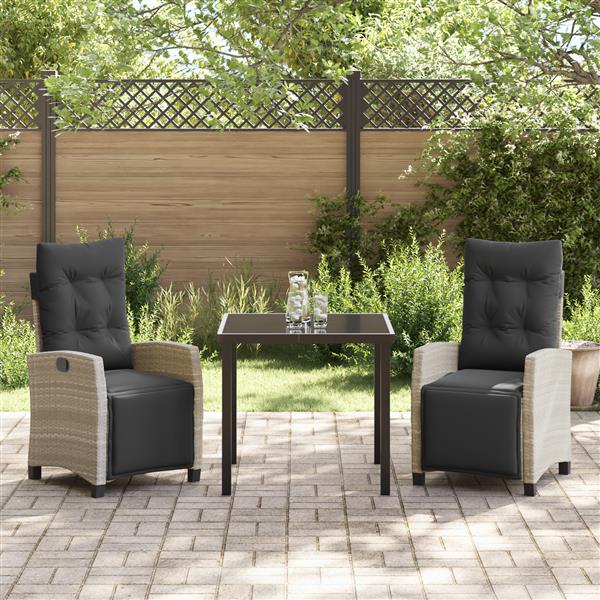 Grote foto vidaxl 3 delige tuin eetset lichtgrijs poly rattan tuin en terras tuinmeubelen