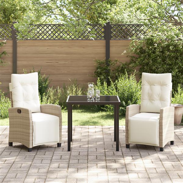 Grote foto vidaxl 3 delige tuinstel beige poly rattan tuin en terras tuinmeubelen