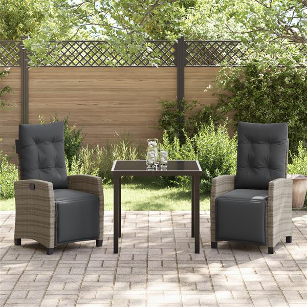 Grote foto vidaxl 3 delige tuin eetset grijs poly rattan tuin en terras tuinmeubelen
