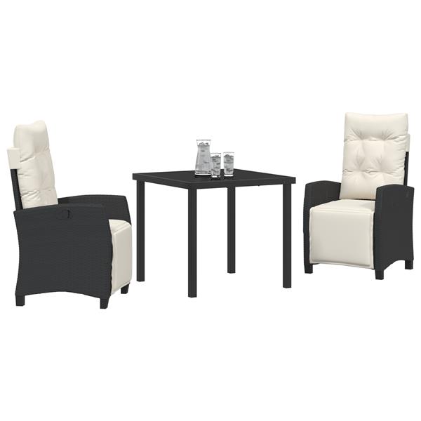 Grote foto vidaxl 3 delige tuin eetset zwart poly rattan tuin en terras tuinmeubelen