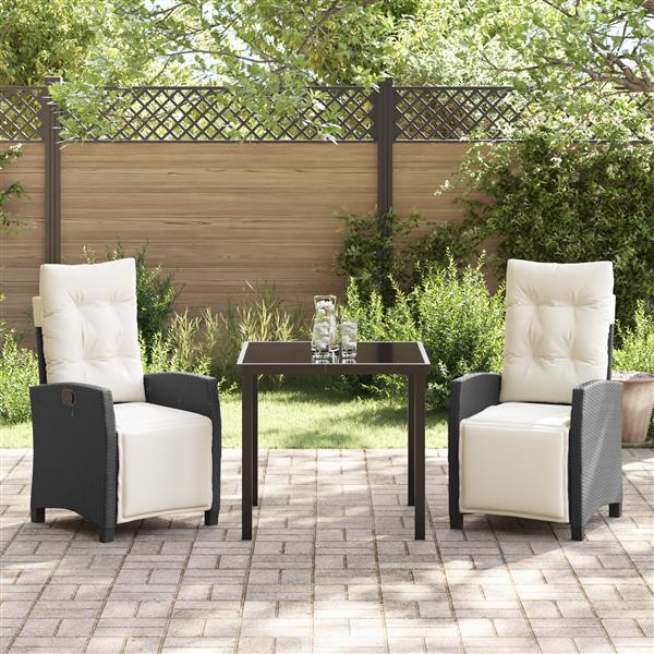 Grote foto vidaxl 3 delige tuin eetset zwart poly rattan tuin en terras tuinmeubelen
