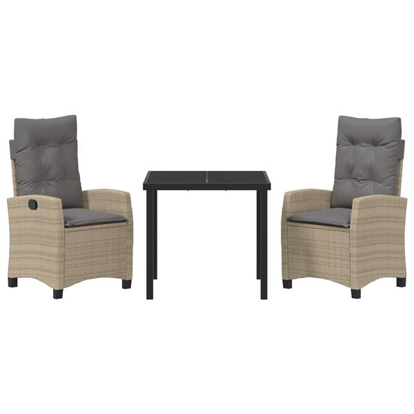 Grote foto vidaxl 3 delige tuinset met kussens in beige poly rattan tuin en terras tuinmeubelen