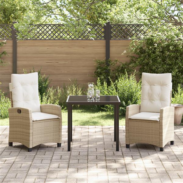 Grote foto vidaxl 3 delige tuinset met kussens beige poly rattan tuin en terras tuinmeubelen