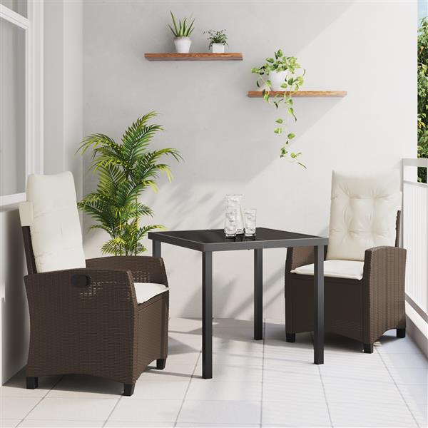 Grote foto vidaxl 3 delige tuinset met kussens bruin poly rattan tuin en terras tuinmeubelen