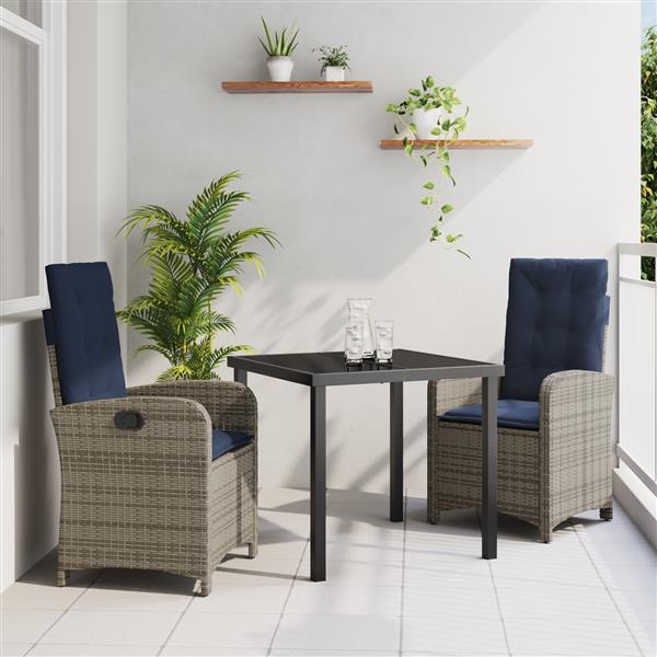 Grote foto vidaxl 3 delige tuinset met kussens grijze poly rattan tuin en terras tuinmeubelen