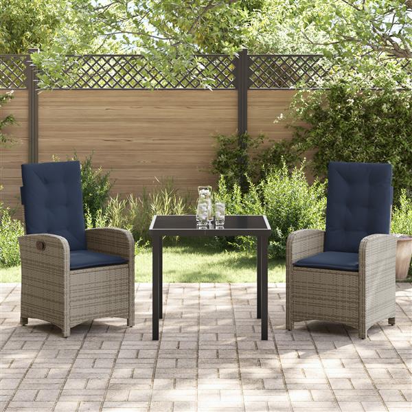 Grote foto vidaxl 3 delige tuinset met kussens grijze poly rattan tuin en terras tuinmeubelen