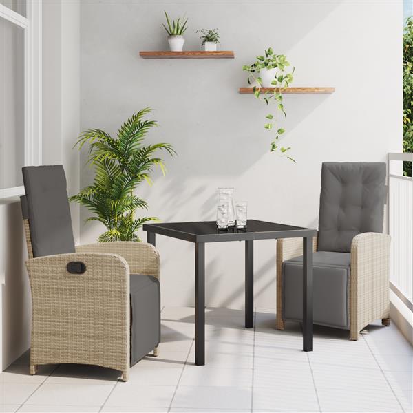 Grote foto vidaxl 3 delige tuinset met kussens in beige poly rattan tuin en terras tuinmeubelen