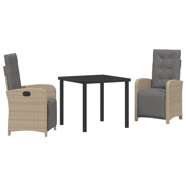 Grote foto vidaxl 3 delige tuinset met kussens in beige poly rattan tuin en terras tuinmeubelen