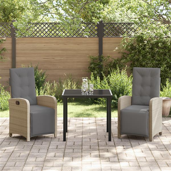 Grote foto vidaxl 3 delige tuinset met kussens in beige poly rattan tuin en terras tuinmeubelen