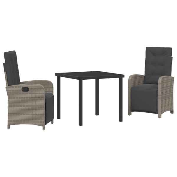 Grote foto vidaxl 3 delige tuinset met kussens in grijs poly rattan tuin en terras tuinmeubelen