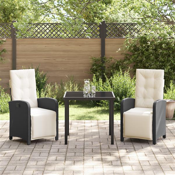 Grote foto vidaxl 3 delige tuinset met kussens zwart poly rattan tuin en terras tuinmeubelen